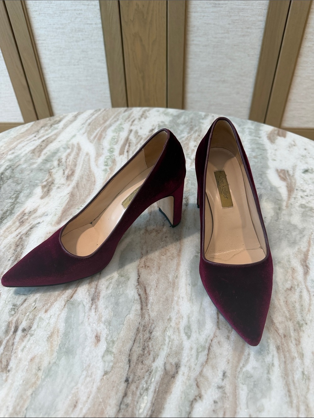 Women's Burgundy Velvet Pointed-Toe Heels